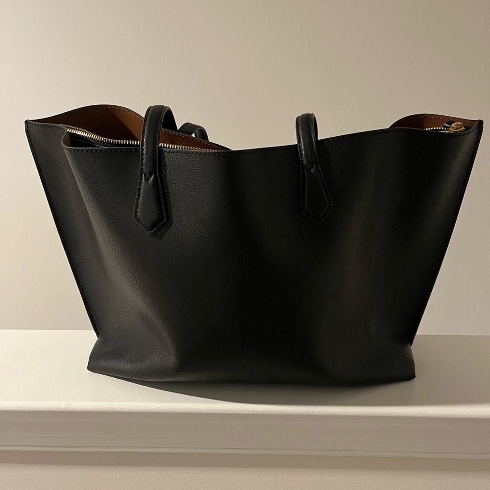 Quince Black Leather Tote Bag